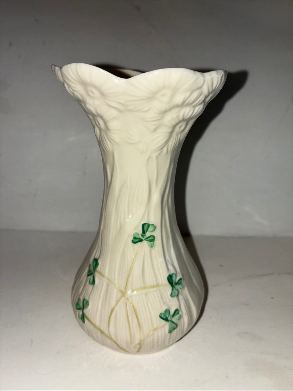 Belleek Ivory Ceramic Shamrock Accent Vase